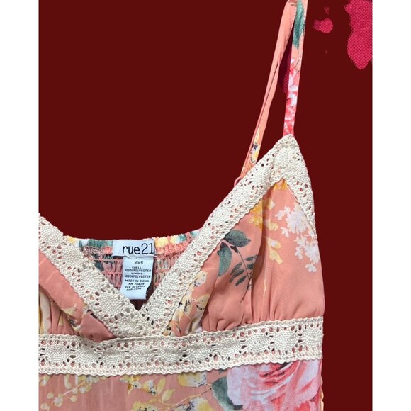 Rue 21 - Women's Summer Sleeveless High Low Hem Ruffle Floral Dress - Pink - XXS - Picture 12 of 16